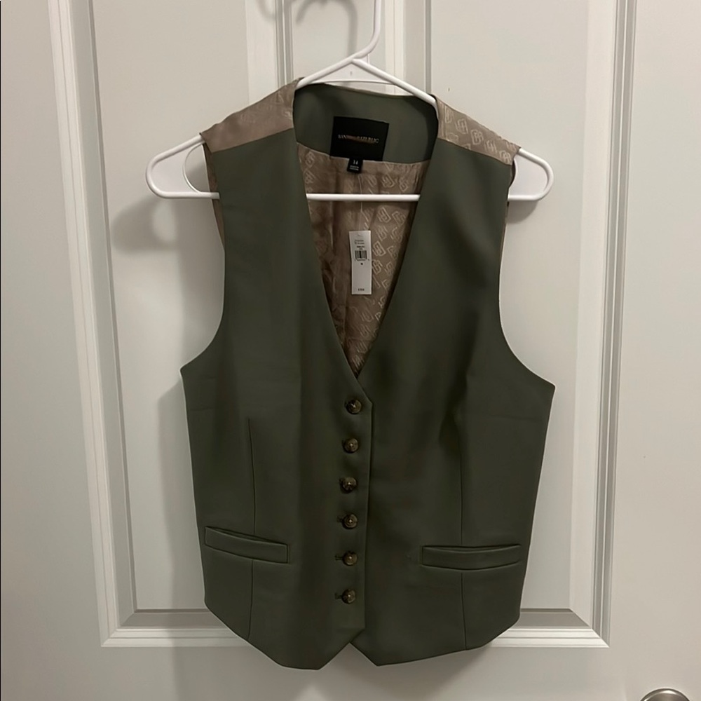 Olive Green Button-Up Vest